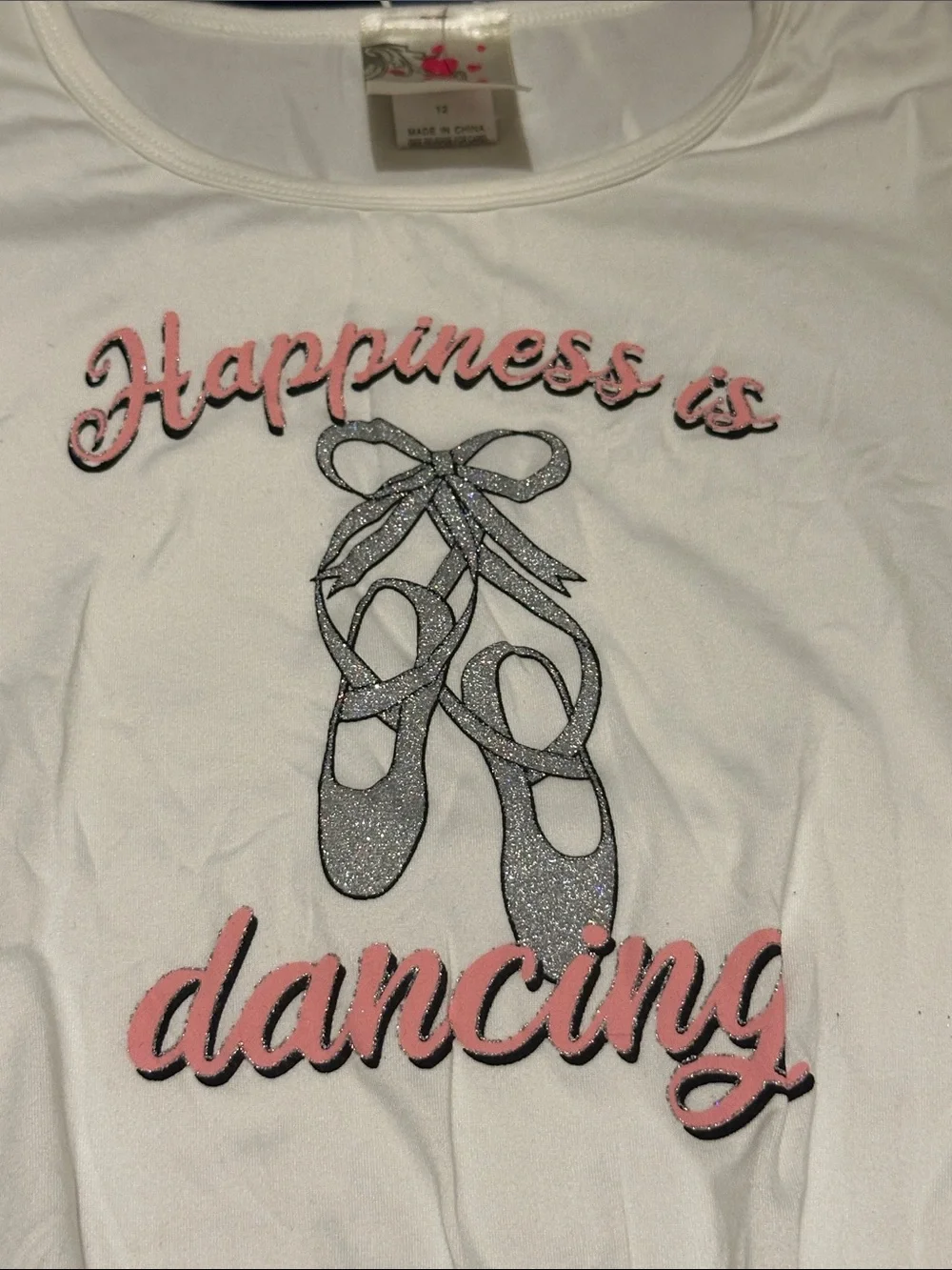 White Tie-Front Tee with Ballet Graphic